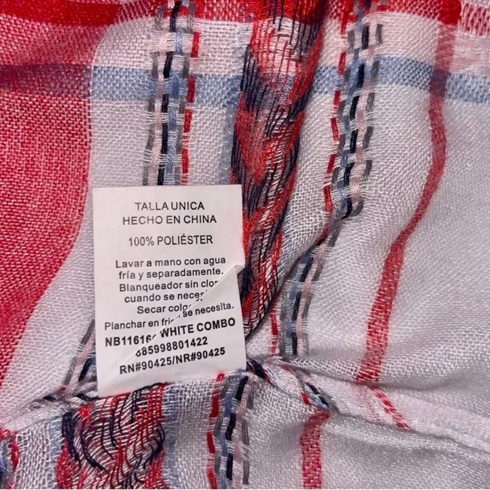 Infinity Scarf White Plaid Lightweight OS EUC 🍭 (🍭 5 for $25)